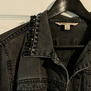 CAbi Jackets & Coats - CAbi Jeans Black Denim Jacket Beaded Jewel Collar CAbi Jackets & Coats - CAbi Jeans Black Denim Jacket Beaded Jewel Collar